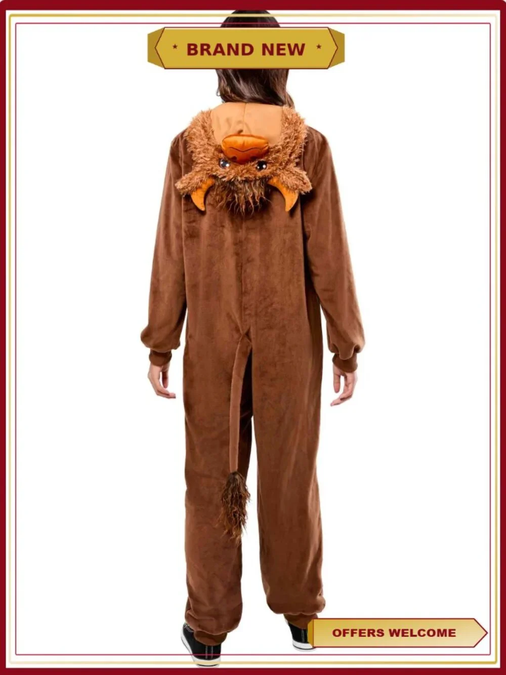 Highland Cow Costume Hooded Jumpsuit Kids Size L Halloween Pretend Play
